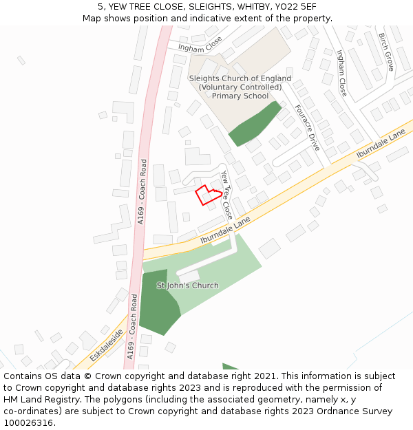 5, YEW TREE CLOSE, SLEIGHTS, WHITBY, YO22 5EF: Location map and indicative extent of plot