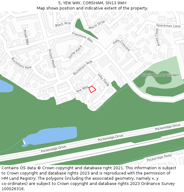 5, YEW WAY, CORSHAM, SN13 9WH: Location map and indicative extent of plot