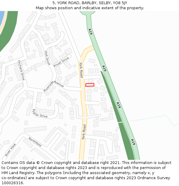5, YORK ROAD, BARLBY, SELBY, YO8 5JY: Location map and indicative extent of plot