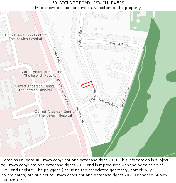 50, ADELAIDE ROAD, IPSWICH, IP4 5PS: Location map and indicative extent of plot