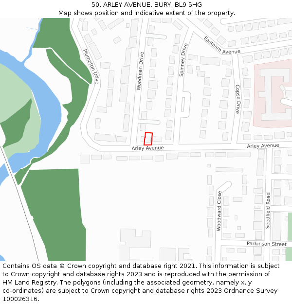 50, ARLEY AVENUE, BURY, BL9 5HG: Location map and indicative extent of plot