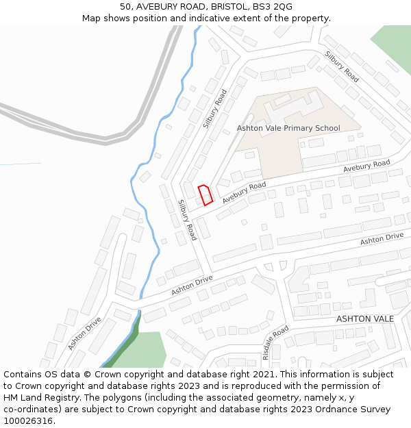 50, AVEBURY ROAD, BRISTOL, BS3 2QG: Location map and indicative extent of plot