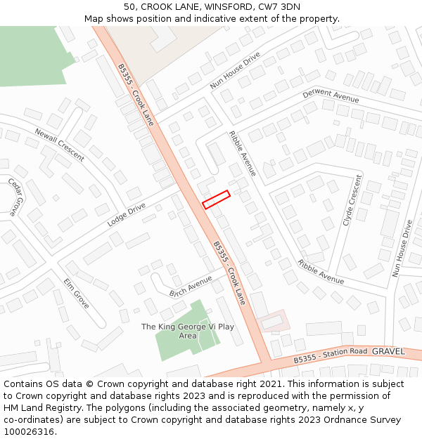 50, CROOK LANE, WINSFORD, CW7 3DN: Location map and indicative extent of plot