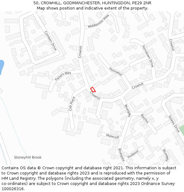 50, CROWHILL, GODMANCHESTER, HUNTINGDON, PE29 2NR: Location map and indicative extent of plot