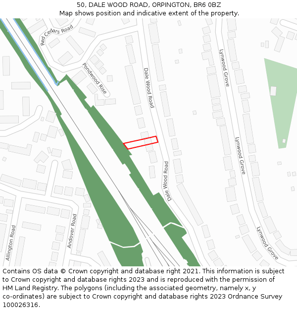50, DALE WOOD ROAD, ORPINGTON, BR6 0BZ: Location map and indicative extent of plot