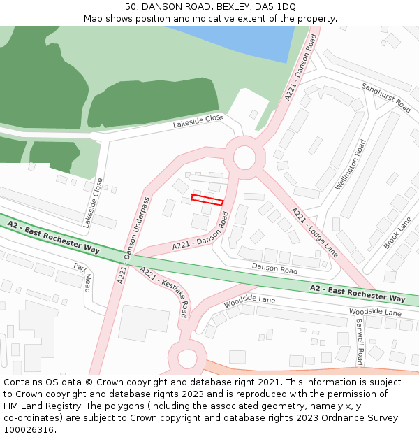 50, DANSON ROAD, BEXLEY, DA5 1DQ: Location map and indicative extent of plot