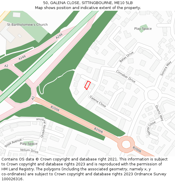 50, GALENA CLOSE, SITTINGBOURNE, ME10 5LB: Location map and indicative extent of plot