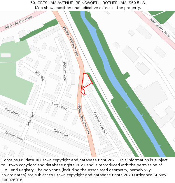 50, GRESHAM AVENUE, BRINSWORTH, ROTHERHAM, S60 5HA: Location map and indicative extent of plot