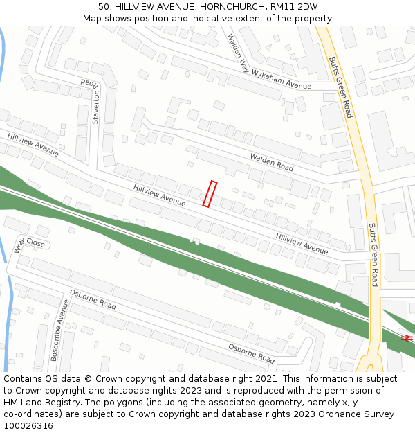 50, HILLVIEW AVENUE, HORNCHURCH, RM11 2DW: Location map and indicative extent of plot