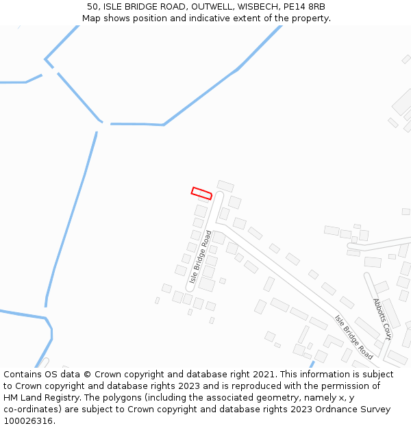 50, ISLE BRIDGE ROAD, OUTWELL, WISBECH, PE14 8RB: Location map and indicative extent of plot