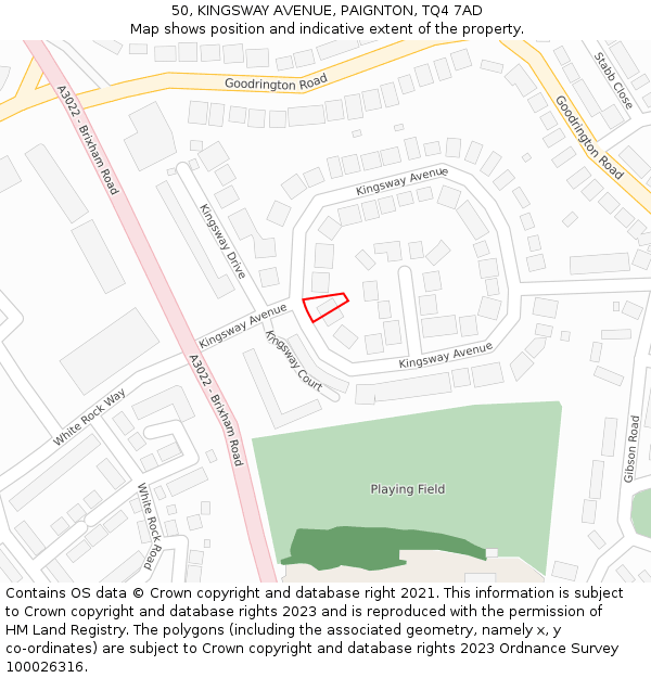 50, KINGSWAY AVENUE, PAIGNTON, TQ4 7AD: Location map and indicative extent of plot