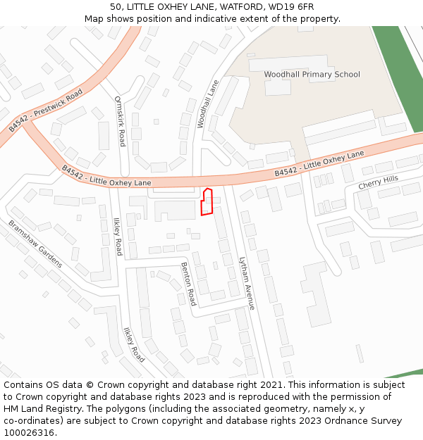 50, LITTLE OXHEY LANE, WATFORD, WD19 6FR: Location map and indicative extent of plot