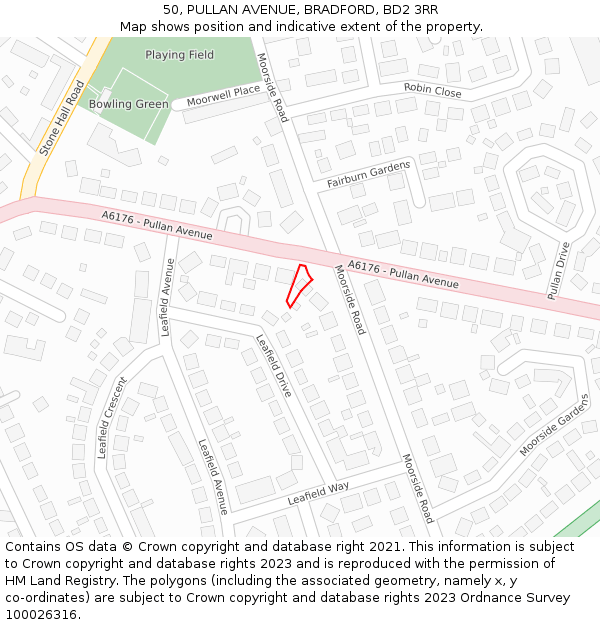 50, PULLAN AVENUE, BRADFORD, BD2 3RR: Location map and indicative extent of plot