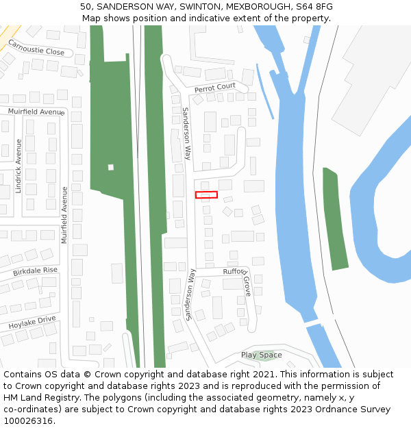 50, SANDERSON WAY, SWINTON, MEXBOROUGH, S64 8FG: Location map and indicative extent of plot