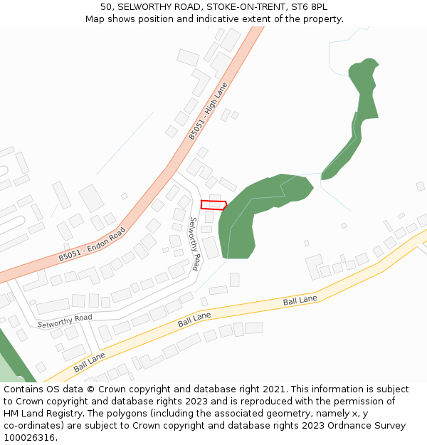 50, SELWORTHY ROAD, STOKE-ON-TRENT, ST6 8PL: Location map and indicative extent of plot