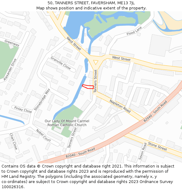 50, TANNERS STREET, FAVERSHAM, ME13 7JL: Location map and indicative extent of plot