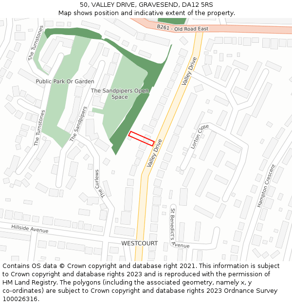 50, VALLEY DRIVE, GRAVESEND, DA12 5RS: Location map and indicative extent of plot