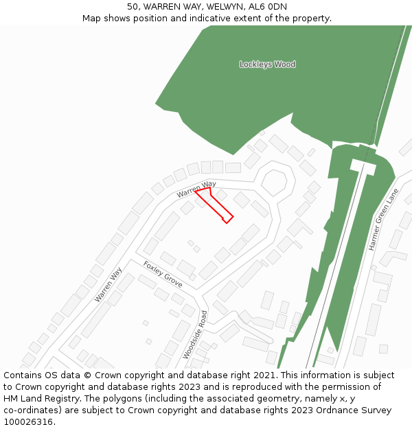 50, WARREN WAY, WELWYN, AL6 0DN: Location map and indicative extent of plot