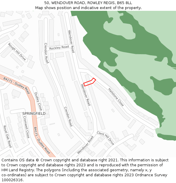 50, WENDOVER ROAD, ROWLEY REGIS, B65 8LL: Location map and indicative extent of plot
