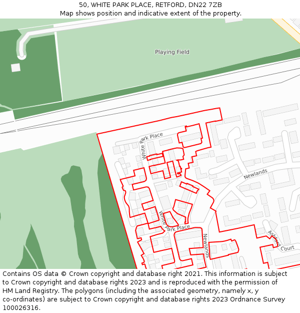 50, WHITE PARK PLACE, RETFORD, DN22 7ZB: Location map and indicative extent of plot