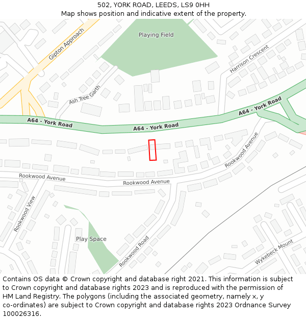 502, YORK ROAD, LEEDS, LS9 0HH: Location map and indicative extent of plot