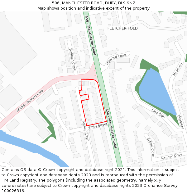 506, MANCHESTER ROAD, BURY, BL9 9NZ: Location map and indicative extent of plot