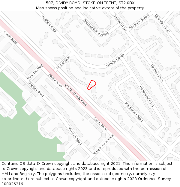 507, DIVIDY ROAD, STOKE-ON-TRENT, ST2 0BX: Location map and indicative extent of plot