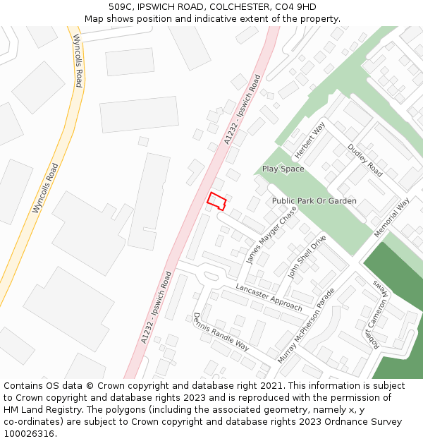 509C, IPSWICH ROAD, COLCHESTER, CO4 9HD: Location map and indicative extent of plot