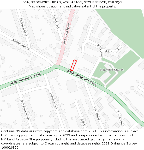 50A, BRIDGNORTH ROAD, WOLLASTON, STOURBRIDGE, DY8 3QG: Location map and indicative extent of plot