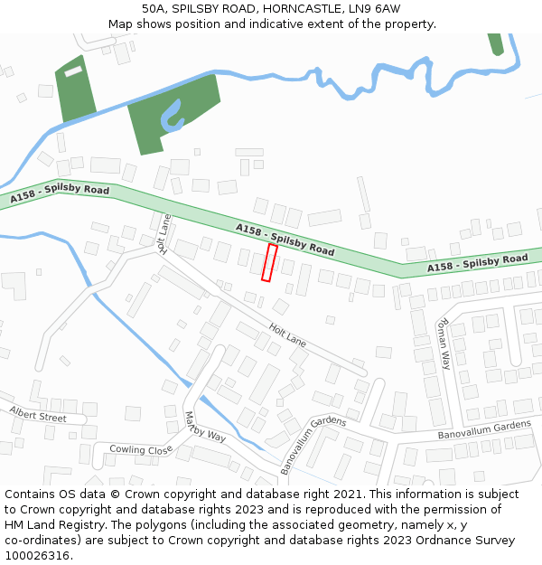 50A, SPILSBY ROAD, HORNCASTLE, LN9 6AW: Location map and indicative extent of plot