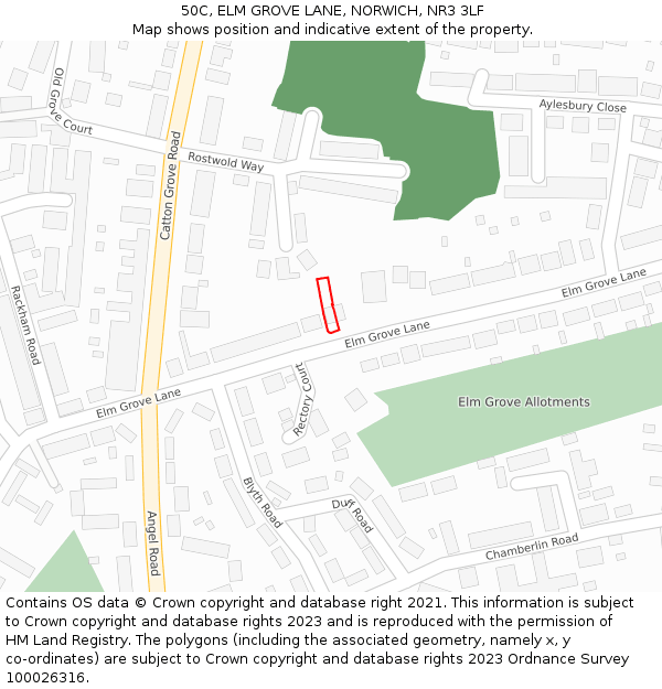 50C, ELM GROVE LANE, NORWICH, NR3 3LF: Location map and indicative extent of plot