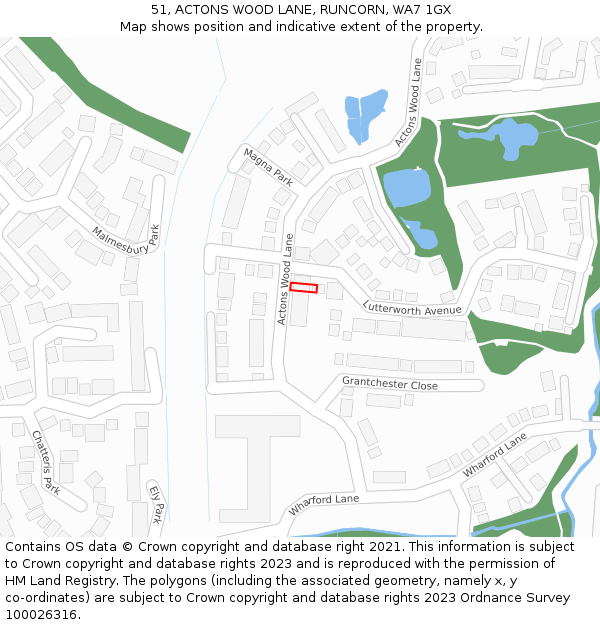 51, ACTONS WOOD LANE, RUNCORN, WA7 1GX: Location map and indicative extent of plot