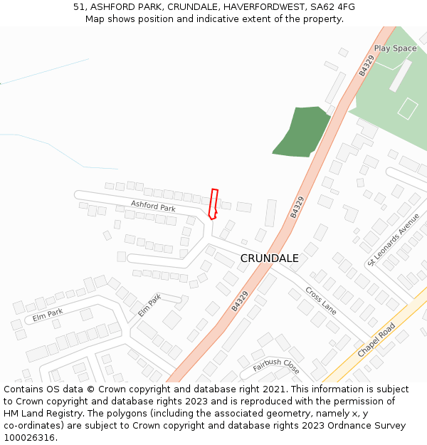 51, ASHFORD PARK, CRUNDALE, HAVERFORDWEST, SA62 4FG: Location map and indicative extent of plot
