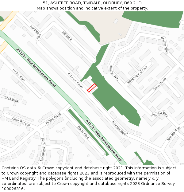 51, ASHTREE ROAD, TIVIDALE, OLDBURY, B69 2HD: Location map and indicative extent of plot