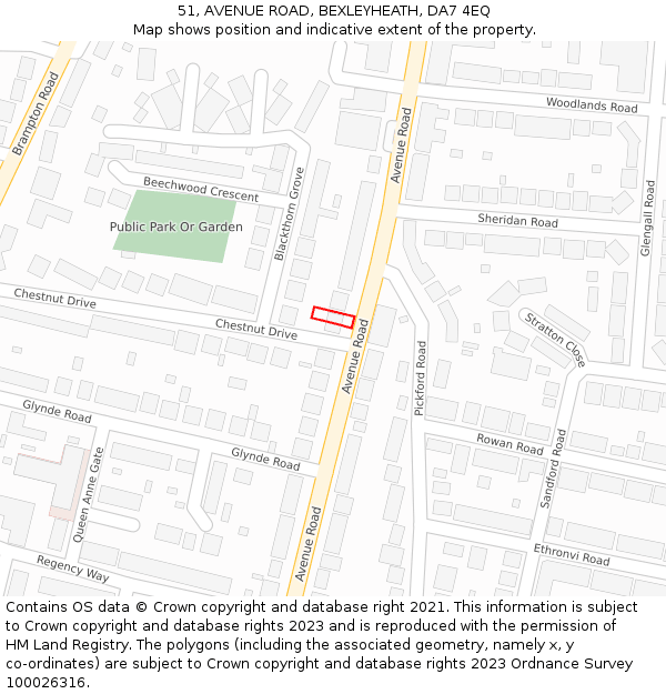 51, AVENUE ROAD, BEXLEYHEATH, DA7 4EQ: Location map and indicative extent of plot