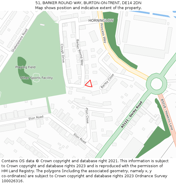 51, BARKER ROUND WAY, BURTON-ON-TRENT, DE14 2DN: Location map and indicative extent of plot