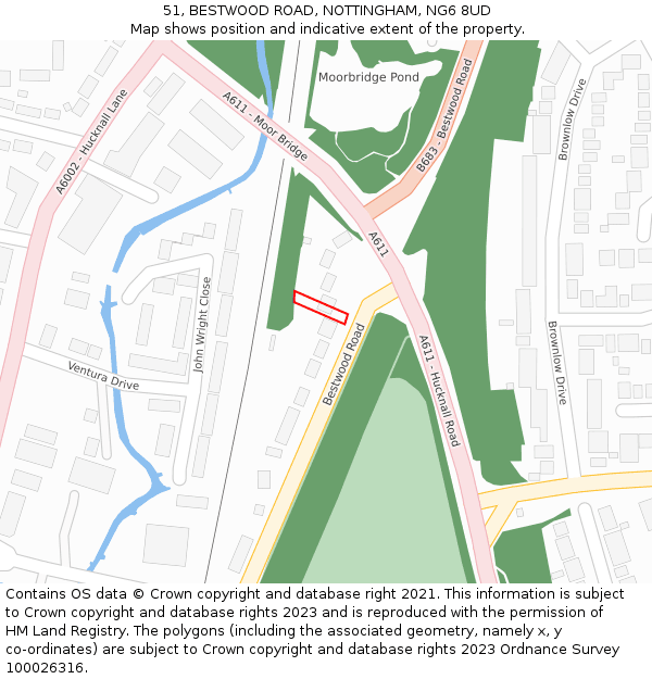 51, BESTWOOD ROAD, NOTTINGHAM, NG6 8UD: Location map and indicative extent of plot
