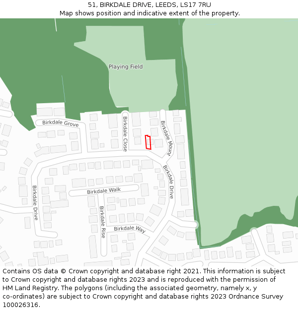 51, BIRKDALE DRIVE, LEEDS, LS17 7RU: Location map and indicative extent of plot