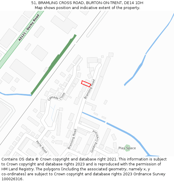 51, BRAMLING CROSS ROAD, BURTON-ON-TRENT, DE14 1DH: Location map and indicative extent of plot
