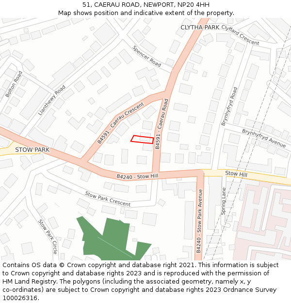 51, CAERAU ROAD, NEWPORT, NP20 4HH: Location map and indicative extent of plot