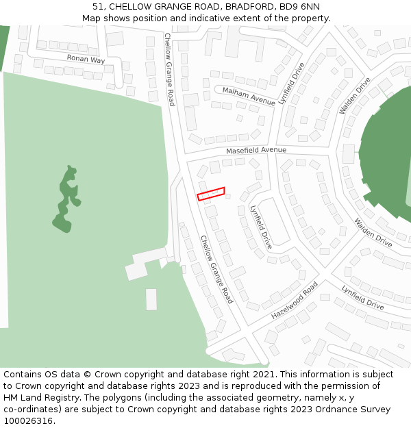 51, CHELLOW GRANGE ROAD, BRADFORD, BD9 6NN: Location map and indicative extent of plot