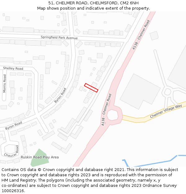 51, CHELMER ROAD, CHELMSFORD, CM2 6NH: Location map and indicative extent of plot
