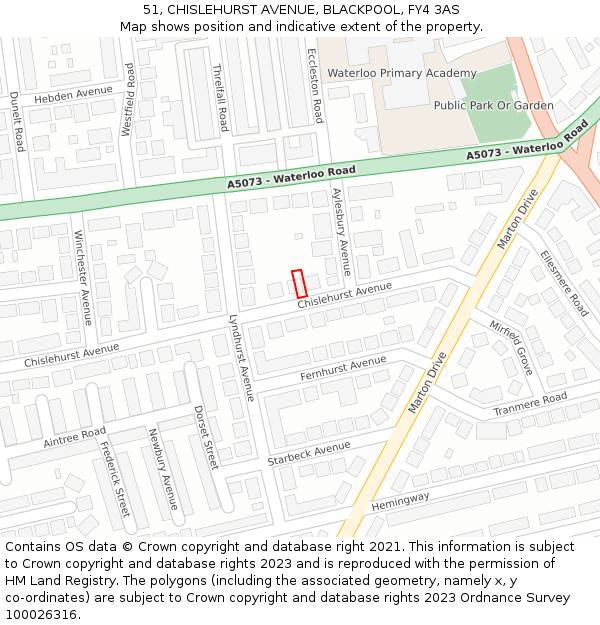 51, CHISLEHURST AVENUE, BLACKPOOL, FY4 3AS: Location map and indicative extent of plot