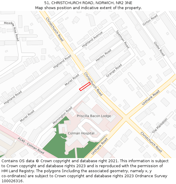 51, CHRISTCHURCH ROAD, NORWICH, NR2 3NE: Location map and indicative extent of plot