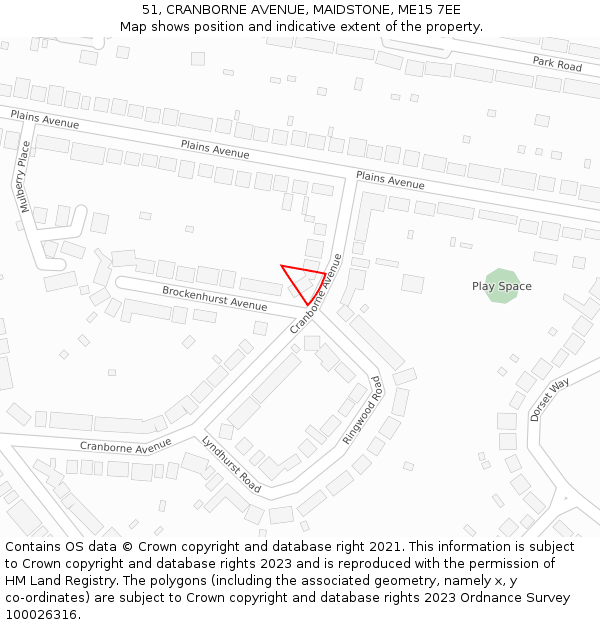 51, CRANBORNE AVENUE, MAIDSTONE, ME15 7EE: Location map and indicative extent of plot