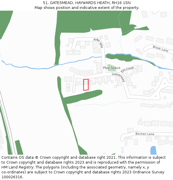 51, GATESMEAD, HAYWARDS HEATH, RH16 1SN: Location map and indicative extent of plot