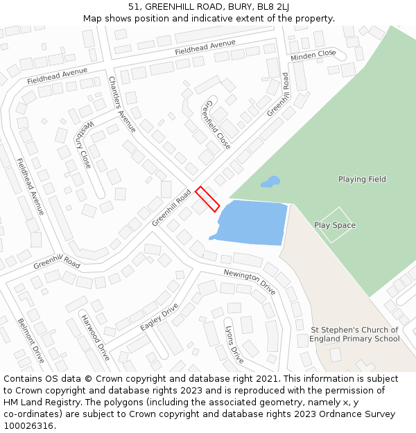 51, GREENHILL ROAD, BURY, BL8 2LJ: Location map and indicative extent of plot