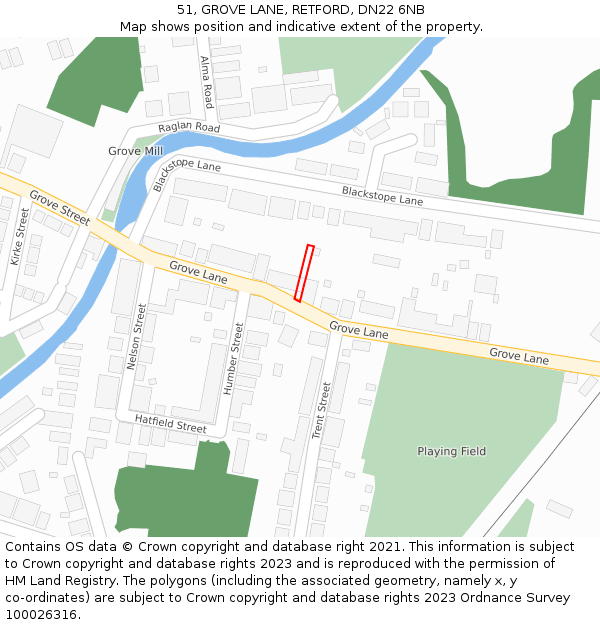 51, GROVE LANE, RETFORD, DN22 6NB: Location map and indicative extent of plot