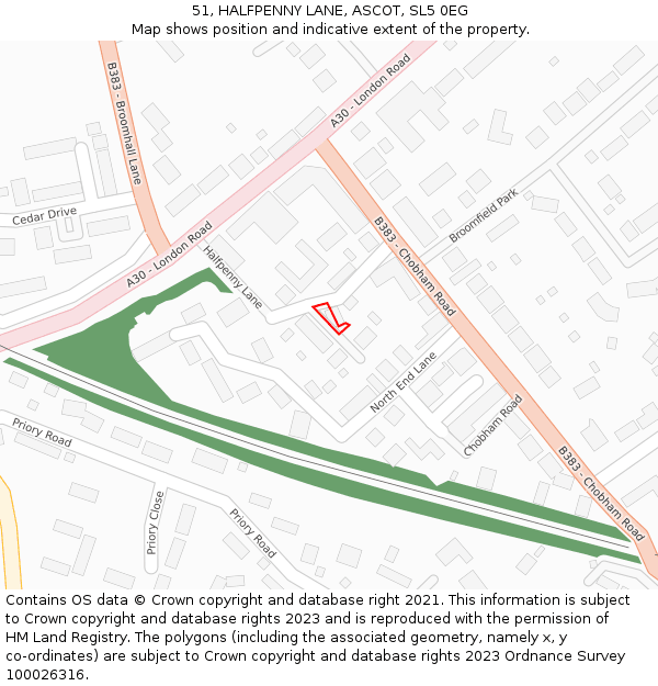51, HALFPENNY LANE, ASCOT, SL5 0EG: Location map and indicative extent of plot