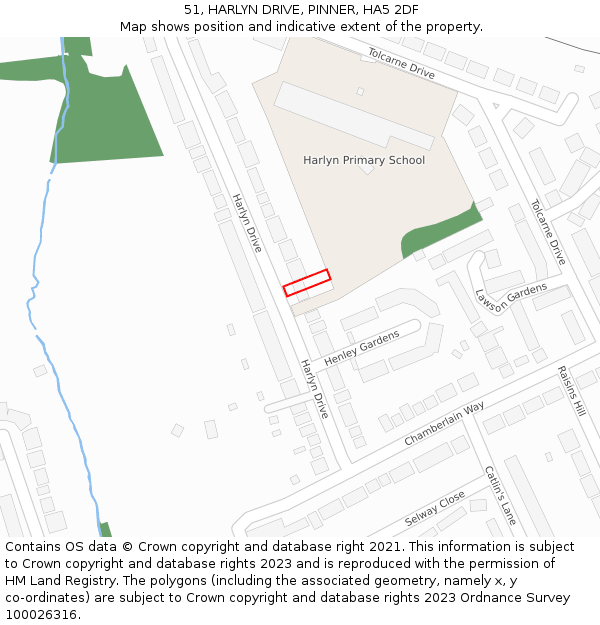 51, HARLYN DRIVE, PINNER, HA5 2DF: Location map and indicative extent of plot
